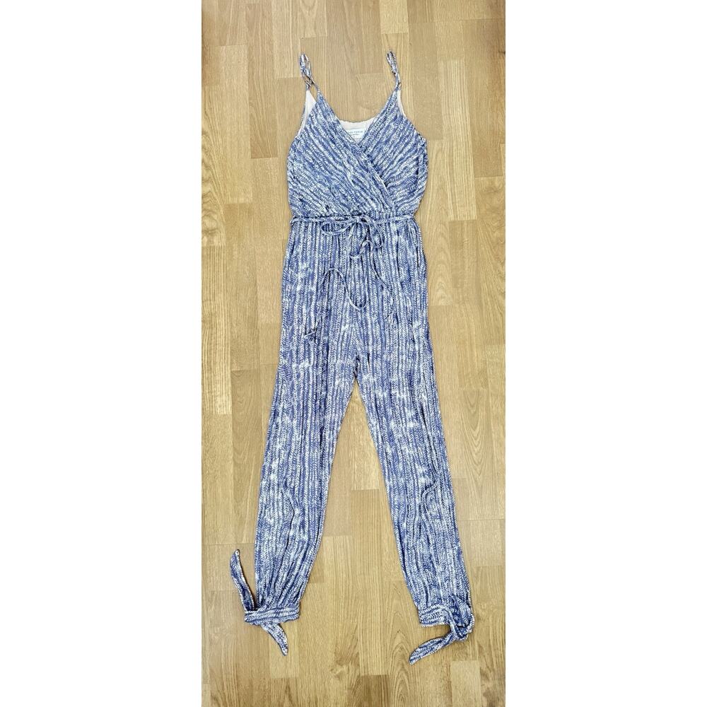 Dress Forum Women’s Purple White Fishbone Print Maxi Romper W/ Slits Size Small